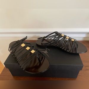 Giuseppe Zanotti Gladiator Black Leather Sandals size EU 36.5